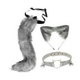 thumbnail image 3 of Conjunto de collar y cola con orejas, bonito disfraz de gato para carnaval, espectáculo de Halloween Gris oscuro, 3 of 8
