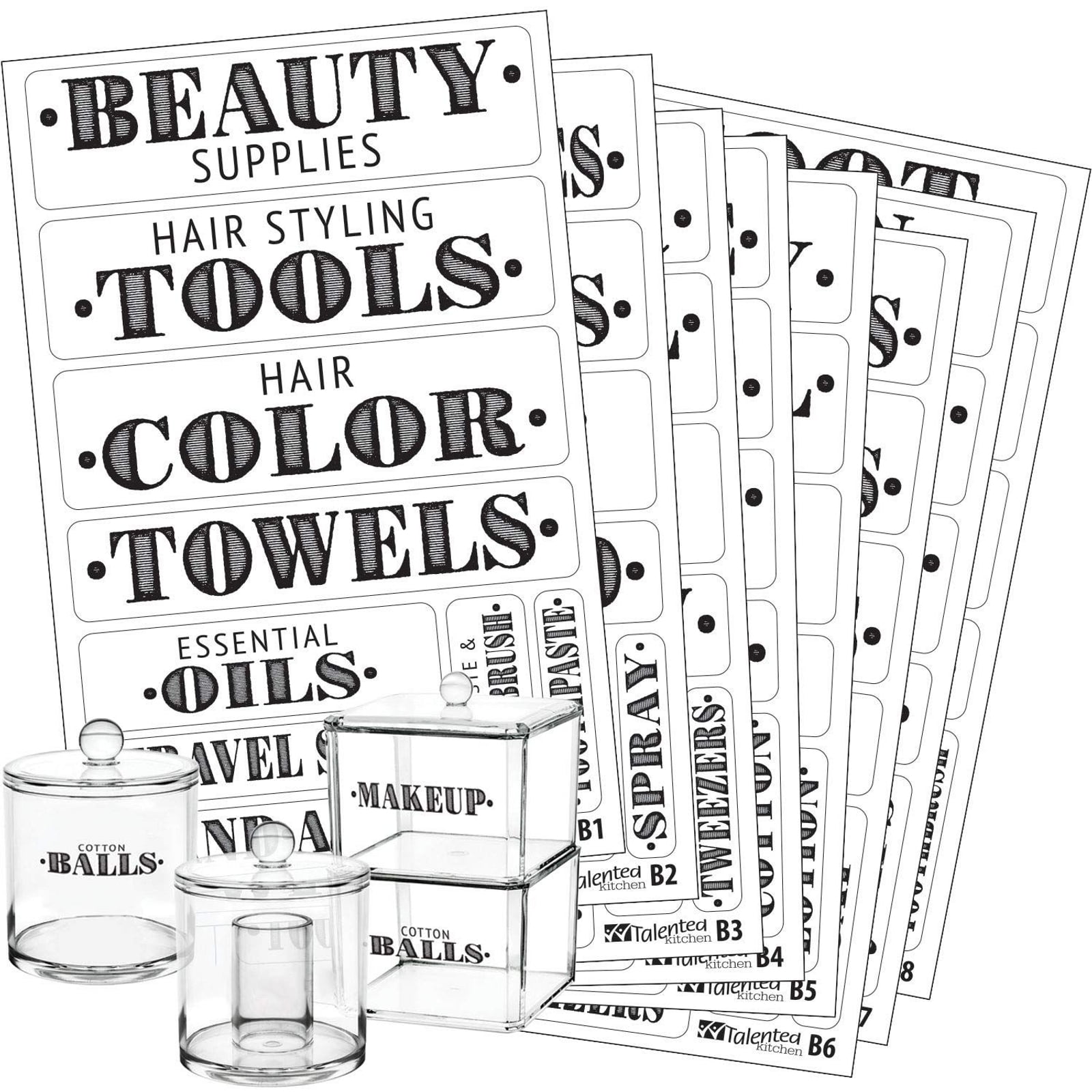 Bath,Beauty & Makeup Preprinted Stickers 276 PCS Bathroom Organization Labels,Waterproof Tear-Resistant No Residue 