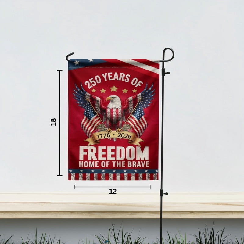 AGAS 250th Anniversary Garden Flag 12 x 18 inch 200D Nylon 250 Years Freedom (Without Pole)