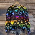 thumbnail image 2 of Penkiiy Women's Round Neck Valentine's Day Love Printing Loose Fitting Sweater Long Sleeve Hoodless Sweatshirts M Black, 2 of 7