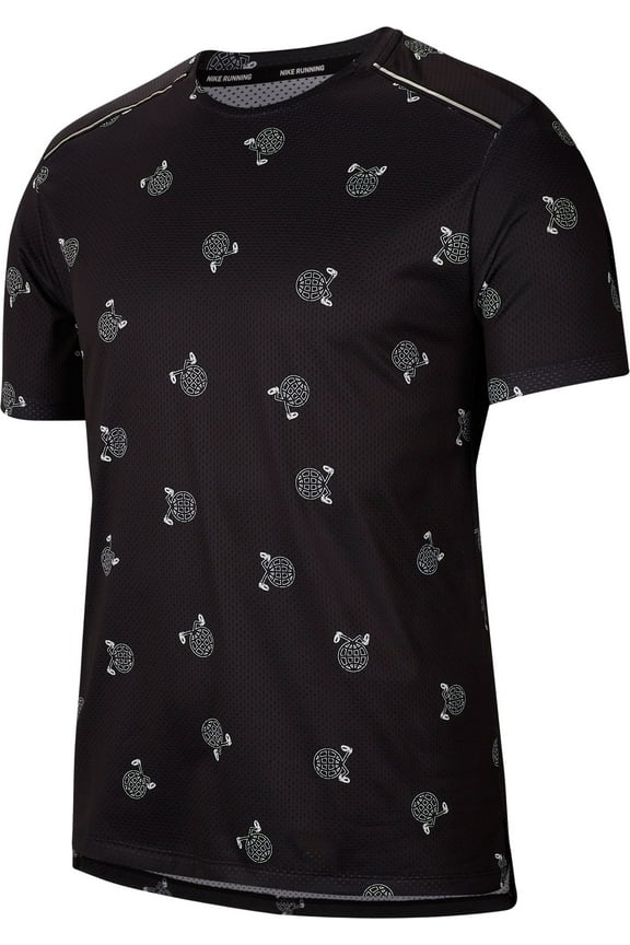 Men's Dri-FIT Miler Wild Run Short Sleeve T-Shirt, Black/Reflective Silv, XL