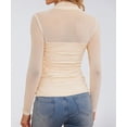 thumbnail image 5 of Women's Mock Neck Sheer Mesh Long Sleeve Tops Lace Ruched See Through Blouse Sexy Going Out Concert Shirt, 5 of 6
