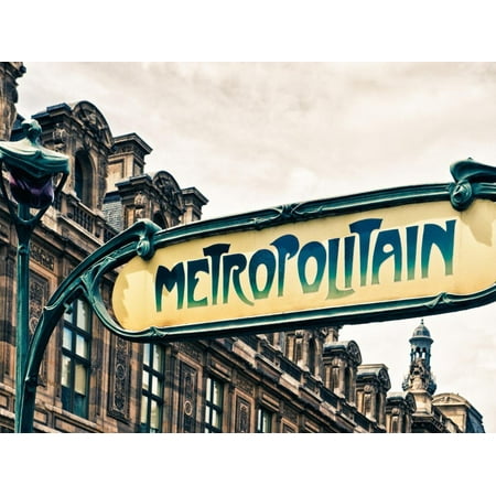French Deco Horn Art Deco Metropolitain Sign, Metro, Subway, the Louvre Station, Paris, France, Europe Print Wall Art By Philippe Hugonnard ()