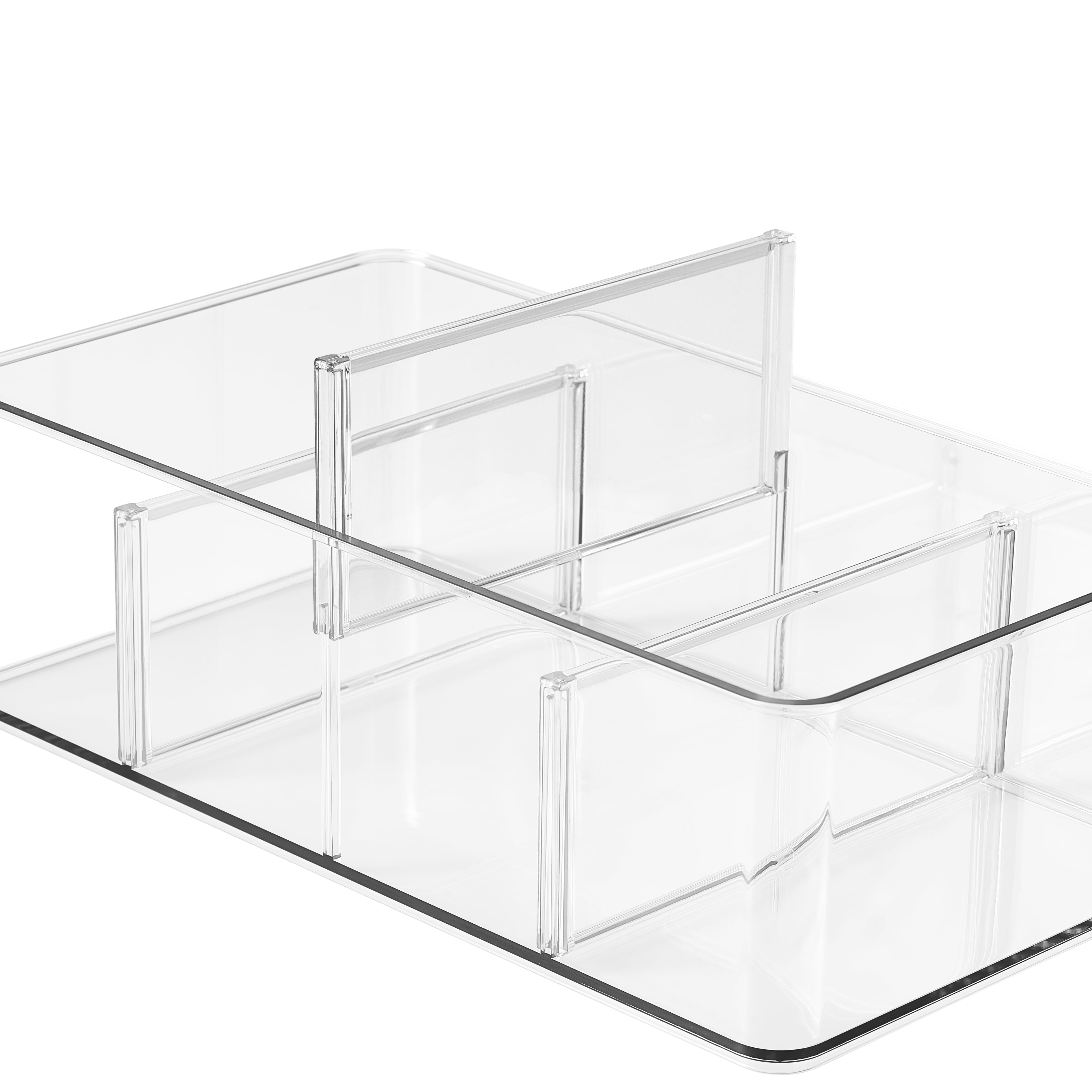 Simply Tidy Clear Storage Bin with Dividers - Plastic Craft Organizers for Ribbons, Stickers, Embellishments & Supplies, Compatible with Lexington & Hudson Carts, 12 Pack