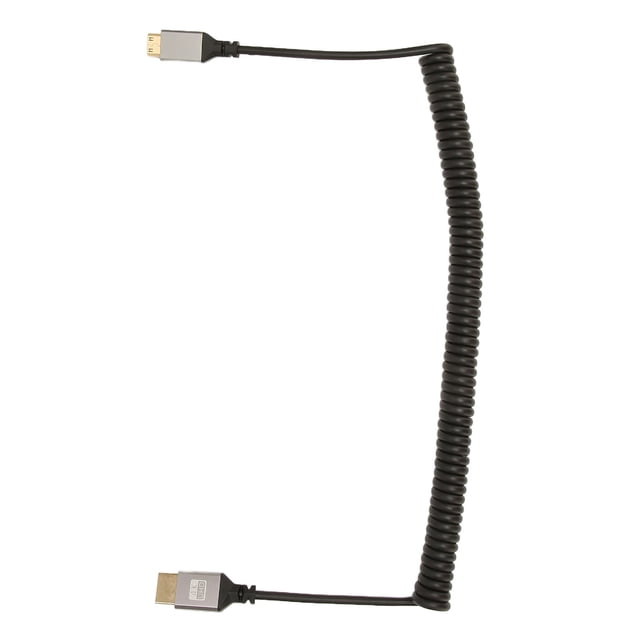 High Definition Multimedia Interface Extension Cable, Mini HD Multimedia Interface Spring Adapter Cable 18 Gbps Wear Resistant For Camera Mini Male To HD Male Spring Cable