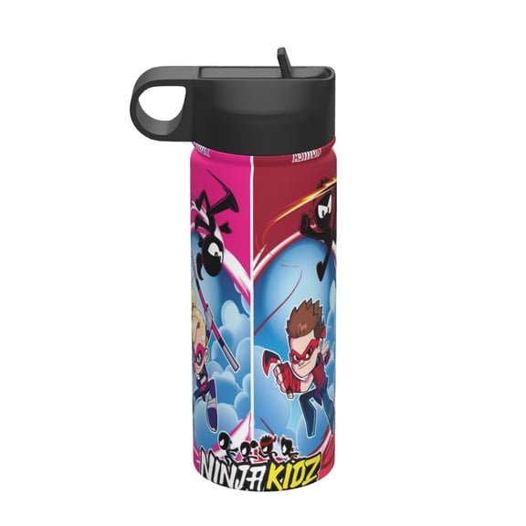 Ninja Kids Kids Insulated Water Bottle With Straw - 18 Oz Stainless Steel Double Wall Vacuum Cup, Leakproof, Bpa Free, Suitable For Boys And Girls