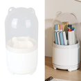 thumbnail image 2 of Makeup Brush Holder Organizer with Lid Desktop Rotating Dustproof Cosmetics Storage Container White, 2 of 5