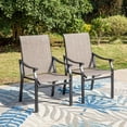 thumbnail image 3 of SUMMIT LIVING 9-Piece Outdoor Patio Dining Set with Large Square Table & 8 Textilene Armchairs, 350 Lbs Capacity Chairs, Black & Brown-Gray, 3 of 15