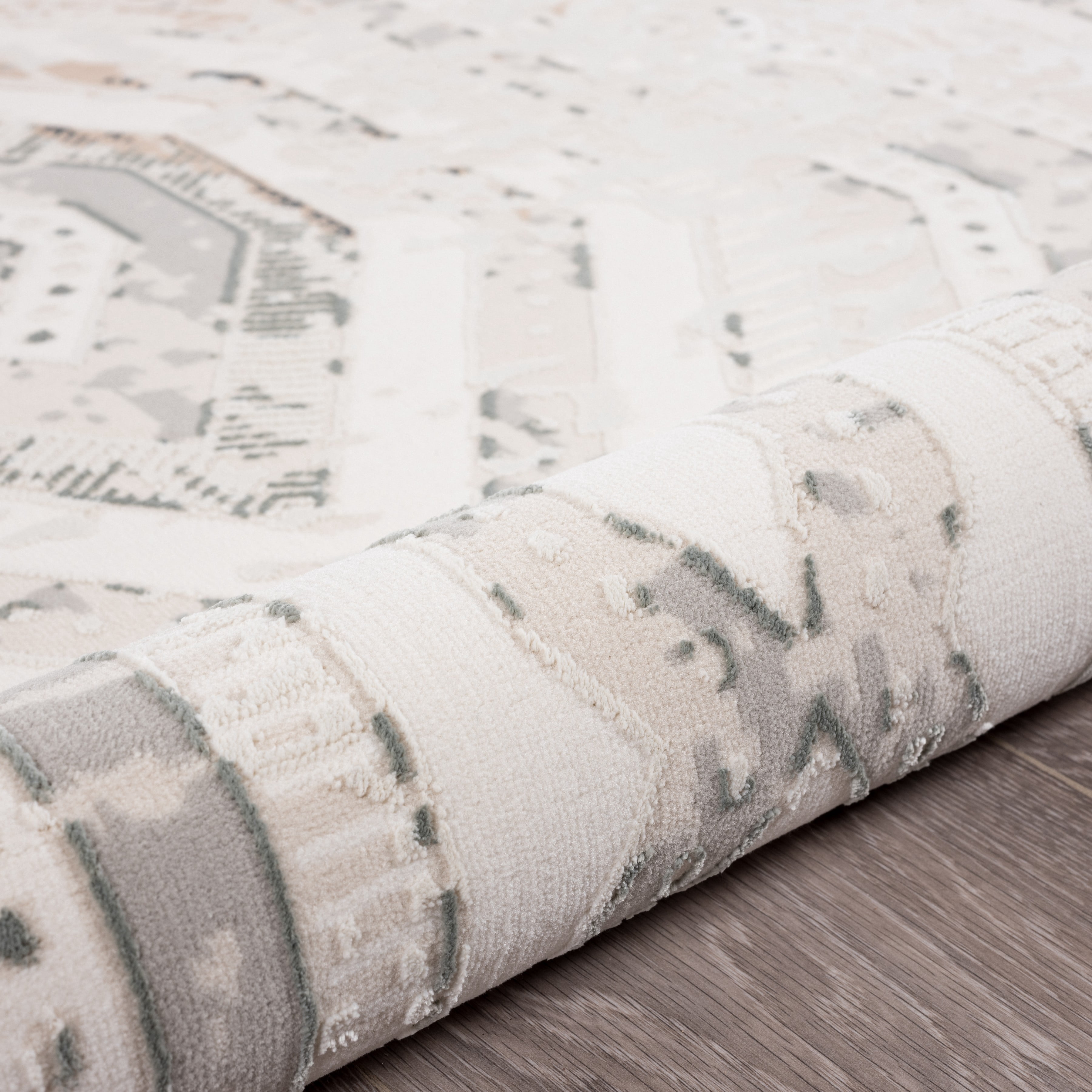 LR Home Martha Fel Gray/Cream Contemporary Geometric Polyester Area Rug, 7'10" x 9'10"
