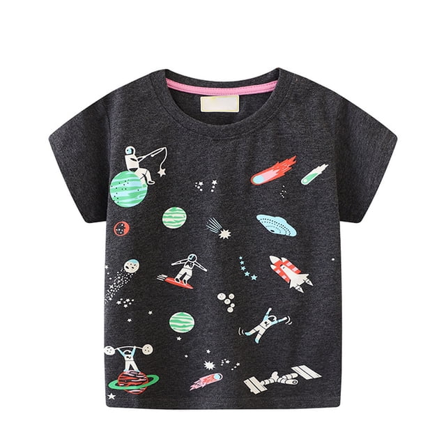 adviicd T-Shirts Amusants pour Enfants T-Shirt à Manches Courtes pour Garçons à Col Ras du Cou avec Graphique Noir,100