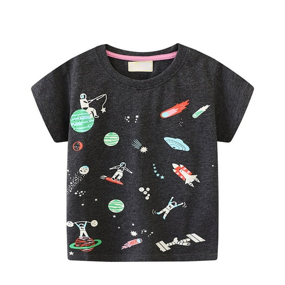 XXWXYD Clearence Glow-in-the-Dark Space Shirts for Kids - Astronaut Planet Graphic Cotton Tees with Luminous Starry Adventure Designs, STEM Learning Crew Neck Toddler Top