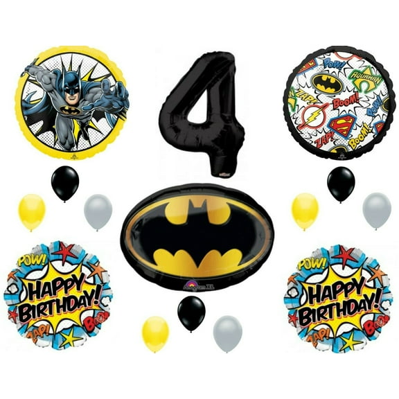 Batman 4th Birthday Balloons Decoration Supplies Party Fourth Justice League