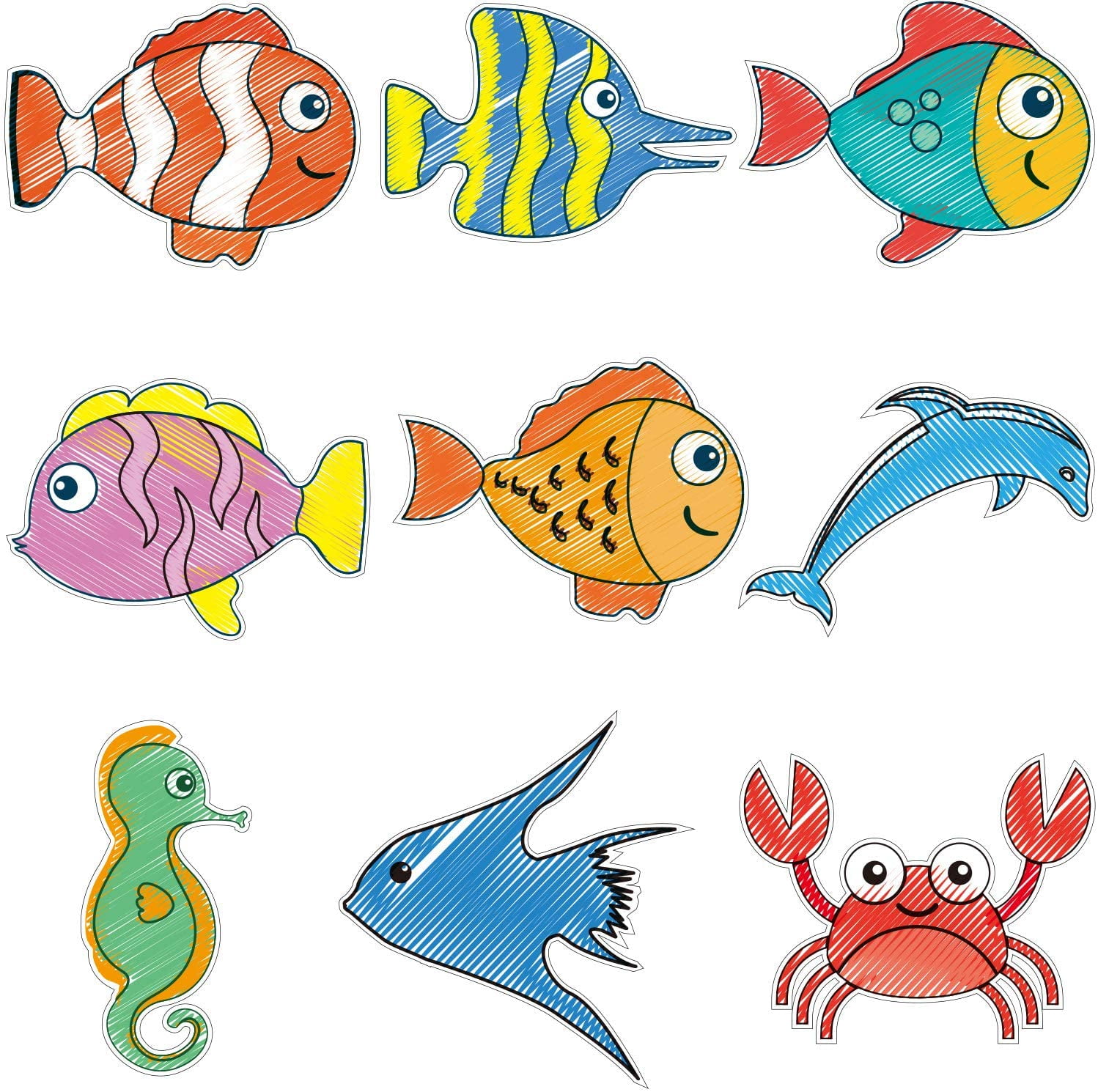 63 Pieces Sea Animals Cutouts Fish Cutouts Tropical Fish Accents