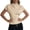 Beige, variant on Womens Shirts Tops Mock Neck Cinched Waist Design Short Sleeve Spring Summer Woven Fabric Structured Silhouette Pullover Solid Color Lightweight Blouse Apparel Beige 2XL