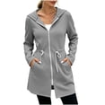 thumbnail image 4 of Womens Zip up Long Hoodie - Lightweight Soft Fleece Front Zipper Hooded Jackets with Side Pockets Tie Waist Loose Casual Long Sleeve Winter Coats Gray XXL, 4 of 7