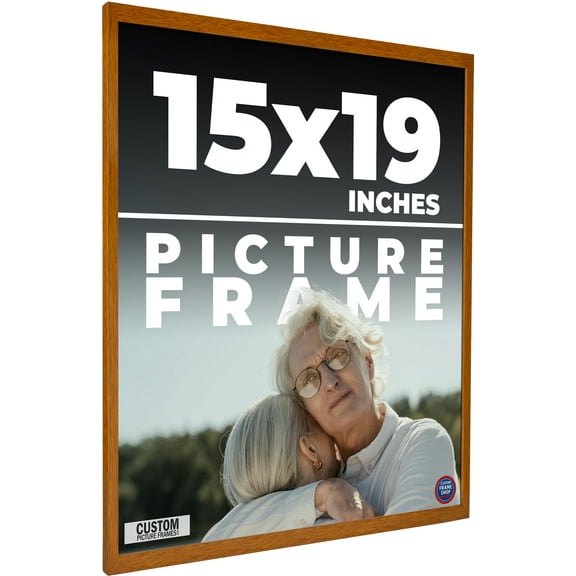 15x19 Honey Brown Real Wood Picture Frame Width 0.75 inches | Interior Frame Depth 0.5 inches |