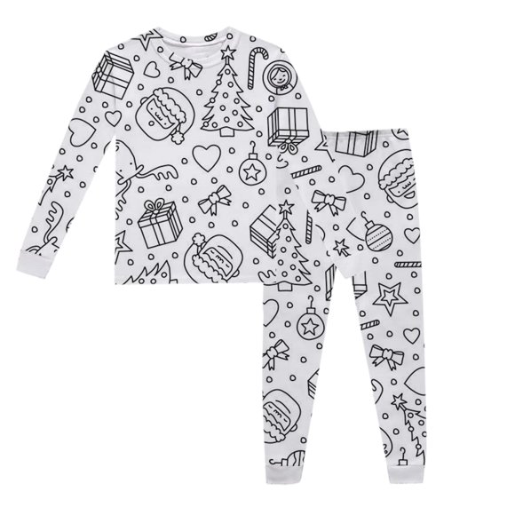 WENXIAOO Boys Christmas Pajamas Pajamas for Kids to Color Long Sleeve Crew Neck Top with Pajamas Pants for Toddler Holiday Pjs Perfect for Pajama Party