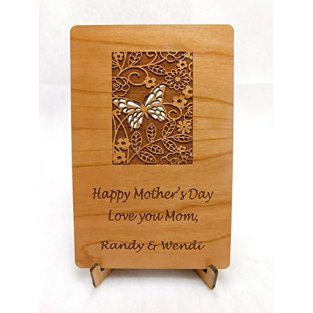 FREE ENGRAVING Custom Laser Cut Mother's Day Card. Customize OnLine (Card Only)