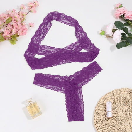 

〖TOTO〗Thongs For Women Floral Print Thong Lace 2Pc Ladies Lace Lingerie Set Suit Lingerie Underwear Fashion +