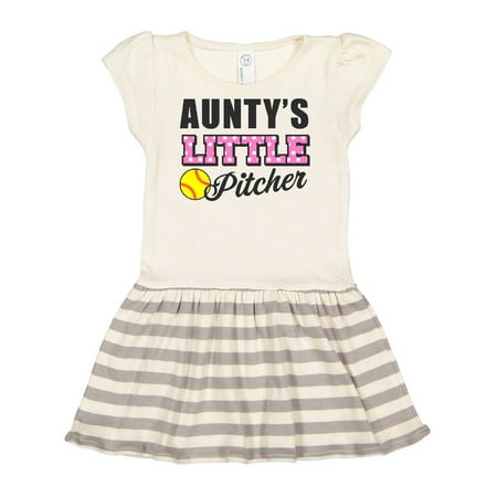 

Inktastic Auntys Little Pitcher Softball Gift Toddler Girl Dress