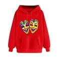 thumbnail image 3 of VBTAPA Mardi Gras Hoodies for Women Carnival Mask Graphic Print Hooded Sweatshirt Drawstring Pullover Hoodie with Kangaroo Pocket Today Red M, 3 of 6