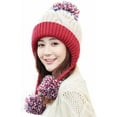 thumbnail image 6 of CAILDANL Women Winter Peruvian Cover Ears Beanie Hat Ear Flaps Sherpa Ski Snow Hats Knit Fleece Lined 3 Pom Pom, 6 of 9