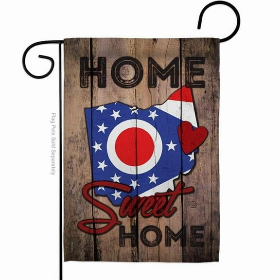Ornament Collection  13 x 18.5 in. State Ohio Home Sweet American State Vertical Garden Flag with Double-Sided House Decoration Banner Yard Gift