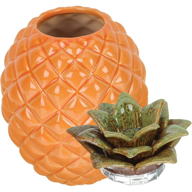 HUGFEGWE Pot à Thé à l'Ananas pour Collations Pot à Épices Contenants en Vrac avec Couvercles Bocal de Rangement pour Aliments Bocal pour Grains de Café Contenant de Rangement pour Feuilles de Thé Pot à Thé Pot de Voyage en Céramique Pot à Biscuits Portable, CA919-85452