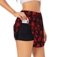 thumbnail image 3 of Lsque Red Skulls Printed Women's Running Shorts with Liner Pockets,Elastic Quick Dry Workout Athletic Gym Yoga Shorts,Womens High Waist Shorts-Large, 3 of 9