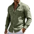 thumbnail image 3 of Vetsdori Mens Pocket T-Shirts Long Sleeve Summer Cotton Button Down Outdoor Linen Casual Plain Travel Tops for Men, 3 of 8