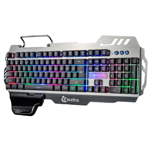 PK-900 Clavier de Jeu Rétroéclairage RVB pour Ordinateur Supershield Clavier avec Support pour Téléphone Mobile