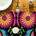 thumbnail image 7 of Sm:)e 13"x72" Black Floral Dia De Los Muertos Serape Table Runner, Polyester, Mexican Fiesta Design, Party Kitchen Dining Decoration, 7 of 7
