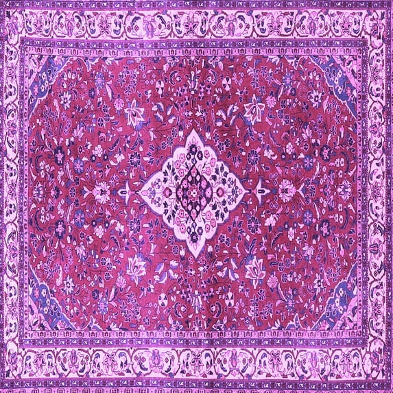 Ahgly Company Indoor Square Medallion Purple Traditional Area Rugs, 6' Square