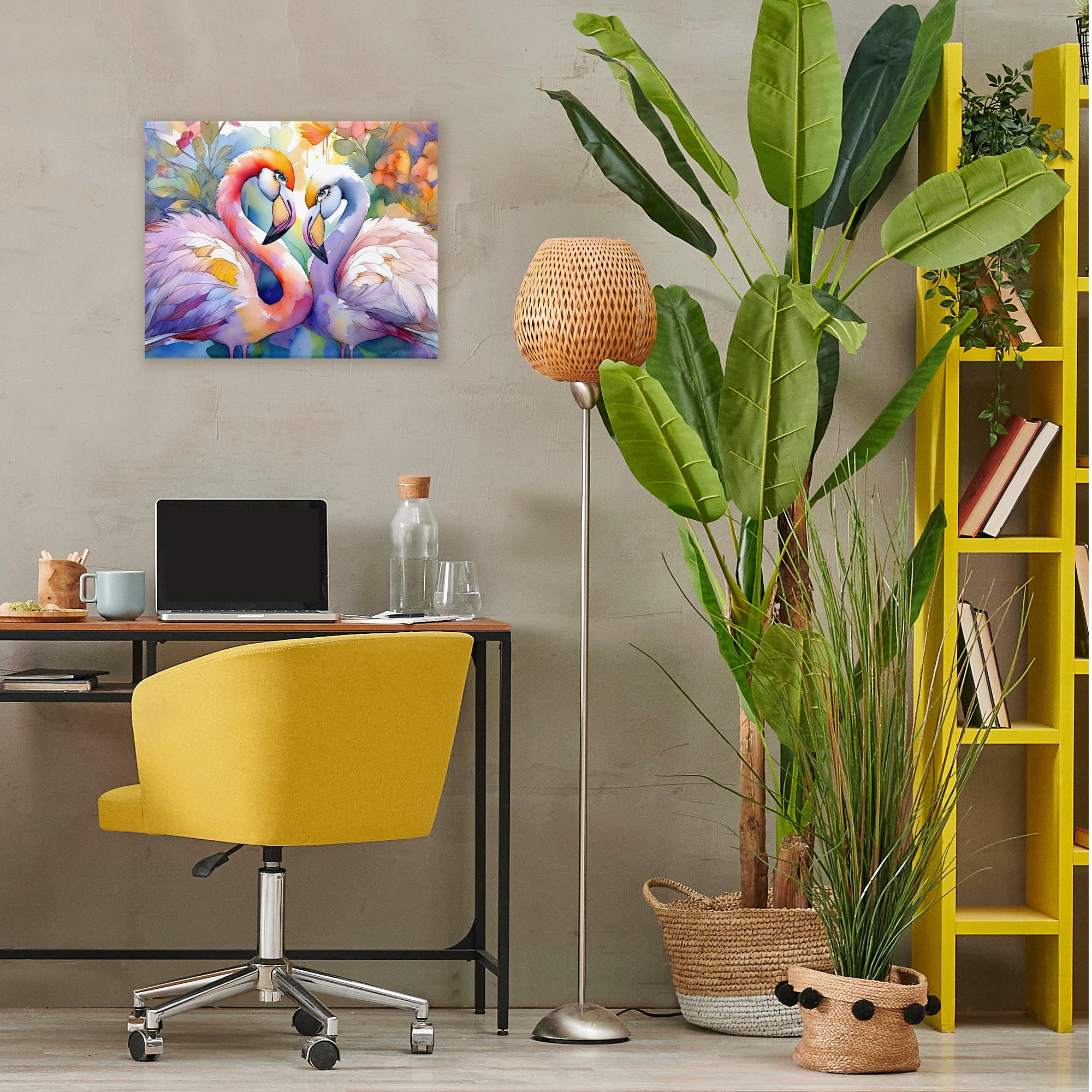 Stupell Industries Flamingo Love Pair Canvas Wall Art, design by Shelly Craig