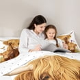 thumbnail image 5 of jejeloiu Brown Highland Cattle 7-Piece Twin Bedding Sets For Kids,Countryside Flowers Rustic Farmhouse Theme Bedding Comforter Set For Girls,Reversible, 5 of 7