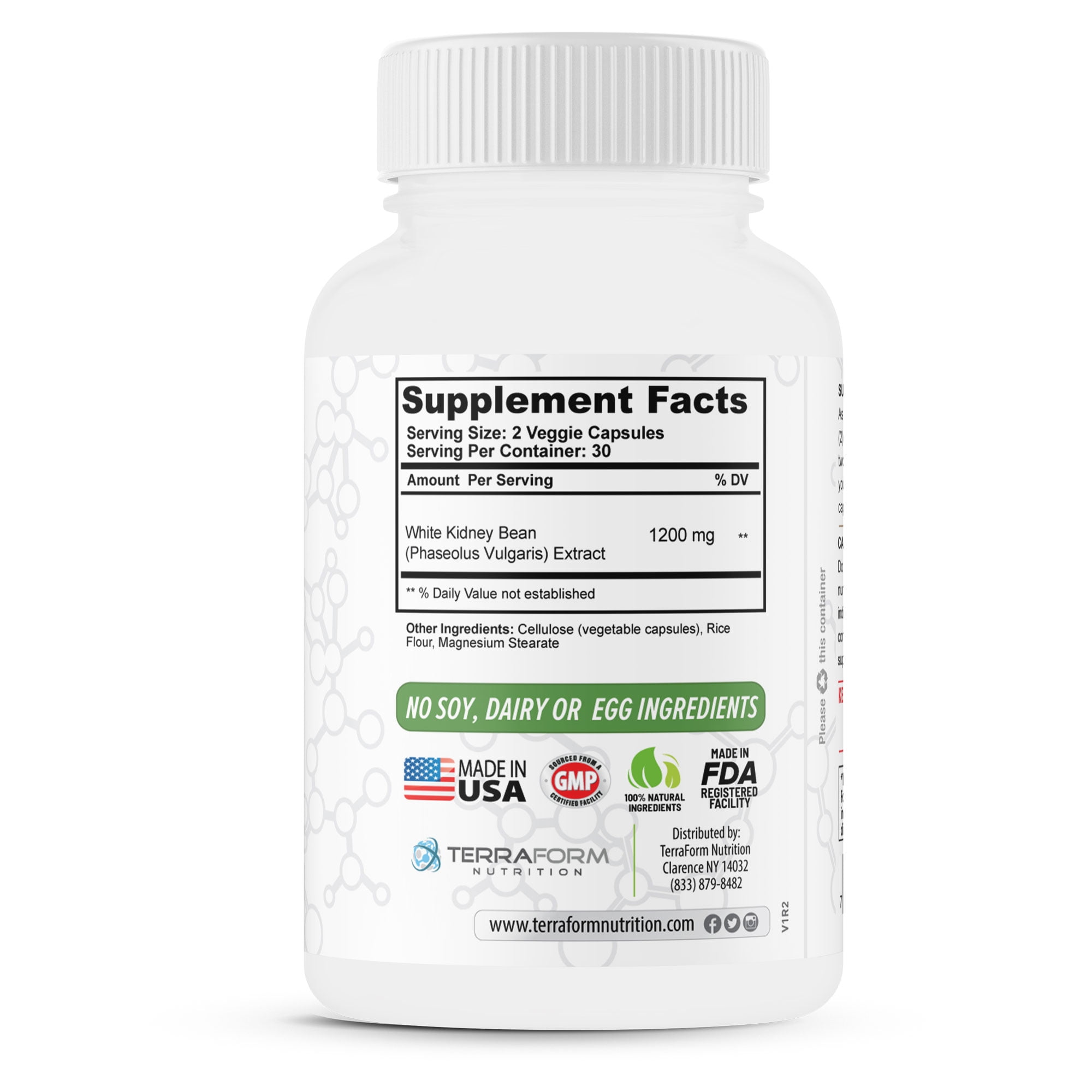 100% Pure White Kidney Bean Extract – All-Natural Carb Blocker 1200mg Serving – Optimized for Weight Loss & Fat Prevention for Women & Men – Made in USA – 2 Pack