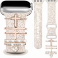 thumbnail image 1 of wonima44 Floral Engraved Band Compatible with Apple Watch 42mm 40mm 41mm 38mm Women, Soft Silicone Dressy Straps Decorative with Charms for iWatch Series 10 9 8 7 6 5 4 3 2 1 SE, 1 of 1