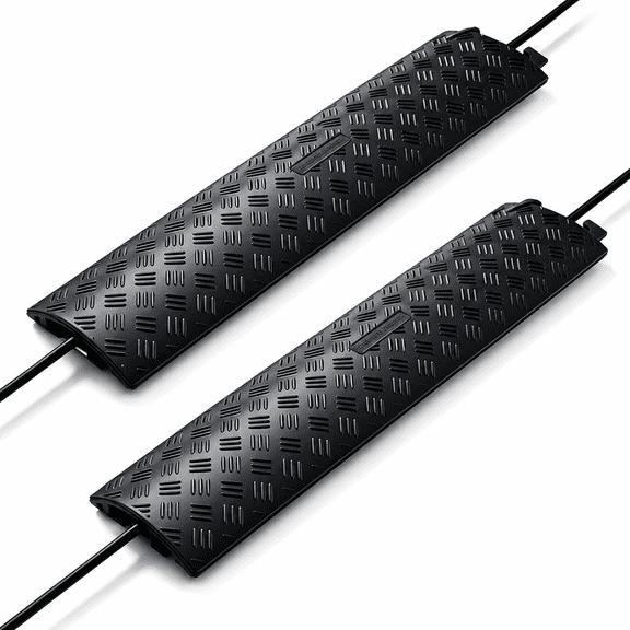 2 Pack Drop Over Cable Cover, 38"x11"x1.5", Heavy Duty Cable Hose Protector Ramp for Floor Cord Cover, Indoor/Outdoor for Garage Driveway Warehouse Office, 20,000LBS, Black