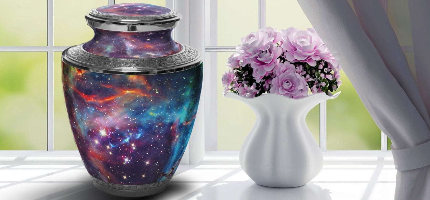 Supernova Cremation Urn for Adult Ashes with Matching Funeral Guest Bo 