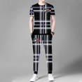 thumbnail image 5 of Conjuntos de pantalones superiores para hombre, camiseta de corte regular, ropa de manga corta para hombre, chándal ajustado de algodón de alta calidad, trajes deportivos holgados, 5 of 5
