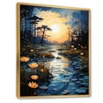 thumbnail image 2 of Designart "Blue Green Painting River At Night VII" Pointillism Floater Framed Wall Art Print, 2 of 7
