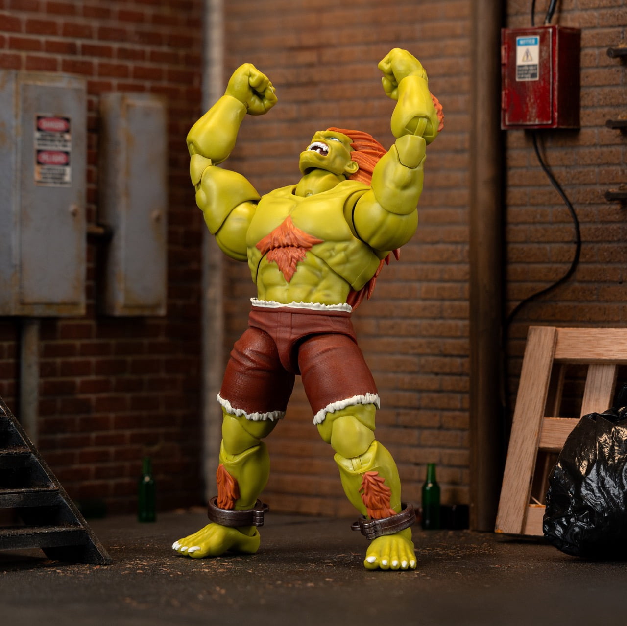 Street Fighter II Blanka Deluxe Action Figure by Jada Toys - 1:12 Scale, Highly Articulated, Interchangeable Hands & Head, Electric Thunder Accessory - 7" Tall, Video Game Collectible