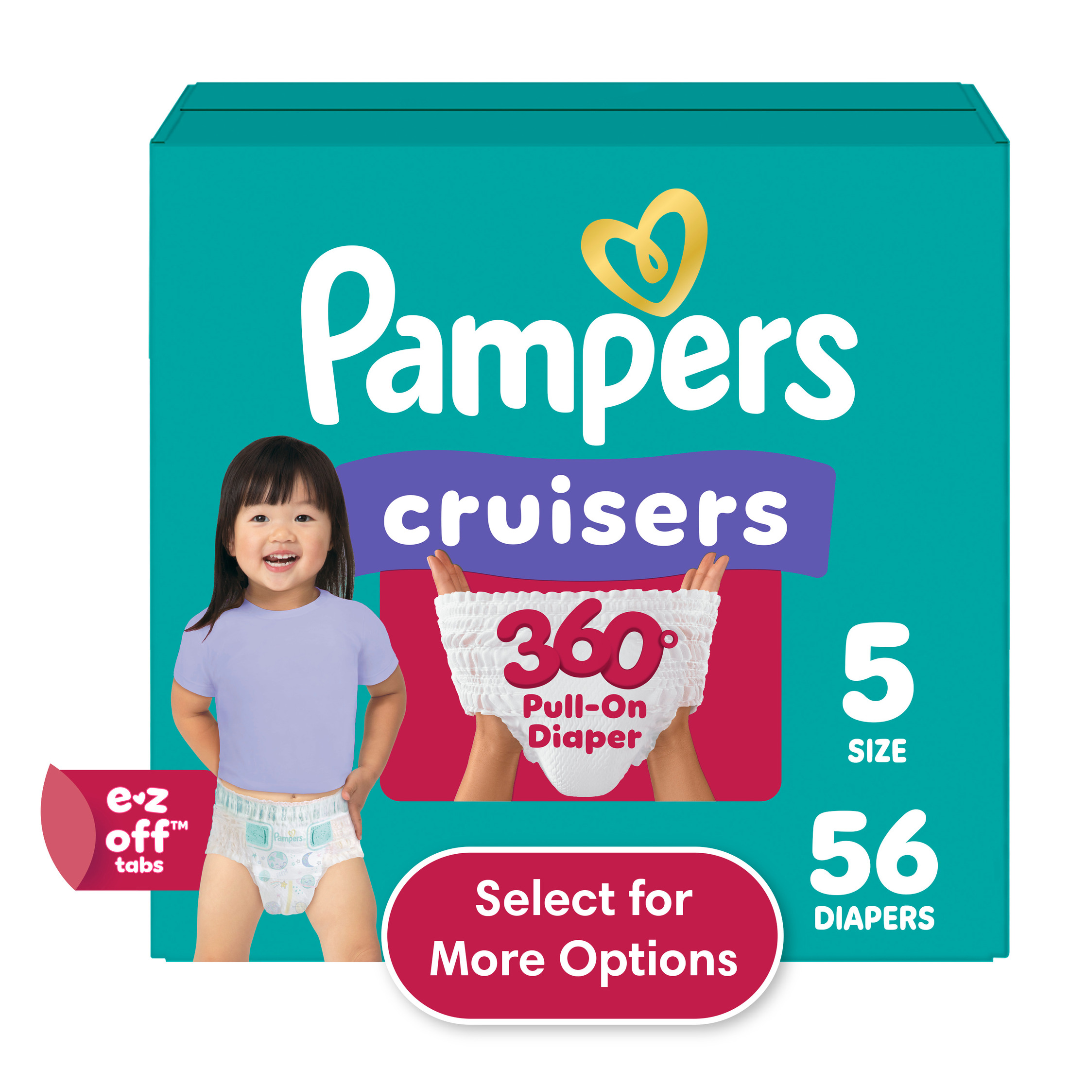 Pampers Cruisers 360 Baby Diapers 360 Size 5, 56 Count (Select for More Options)