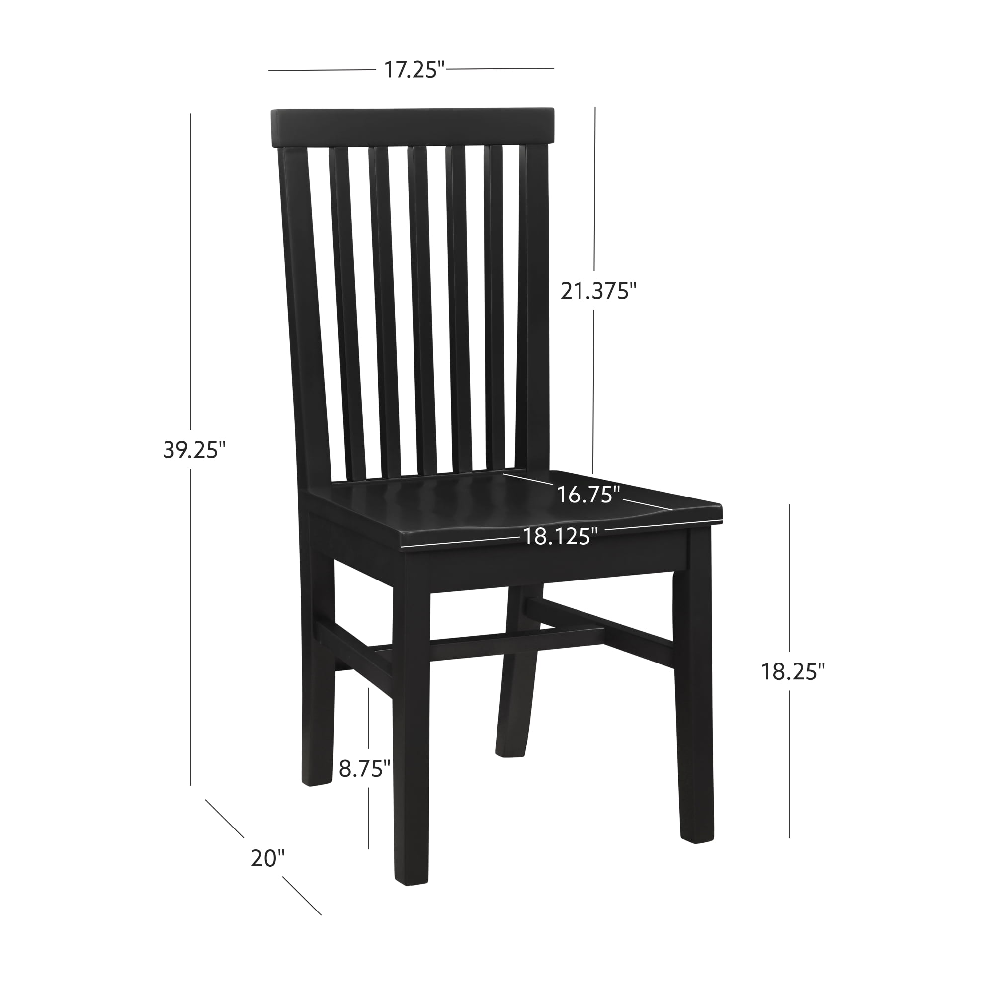 Linon Talley Dining Chair, Set of 2, Black