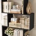 thumbnail image 4 of Homfa Geometric Bookcase Wooden Wood S Shape Storage Display Unit Bookcase Bookshelf 6-tier Storage, 75" H x 27.6" W, Black, 4 of 8