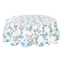 Tablecloth for Round Tables 71' Dia Blue Flower Print Waterproof