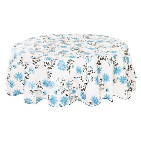 

PVC Tablecloth for Round Tables 71 Dia Blue Flower Print Stain Water Resistant
