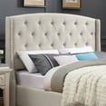 thumbnail image 2 of Nantarre Fabric Tufted Wingback Upholstered Bed with Nailhead Trim,Tan, 2 of 7