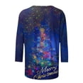 thumbnail image 5 of JURANMO Merry Christmas Women's 3/4 Length Sleeve Tops Fashion Xmas Tree Graphic Tees Casual Holliday Pullover Tunics Today's Deals Z-Dark Blue#Christmas Tree Graphic M, 5 of 6