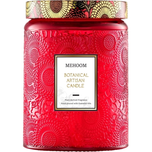 MEHOOM Sweet Apple Wood Wick Scented Candle, 20oz Large Beeswax & Soy Blend, Clean Burning 100-Hour Candle, Cozy Gift for Home Decor